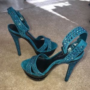 Party party! Bling blue sandals! Size 5.5